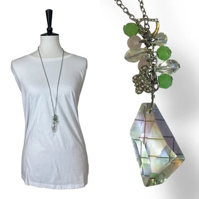 "Cookie Lee Charm Collar Pulsera Cristal Colgante Rosa Como Nuevo Plata 20"" Longitud" Foto 1 de 4