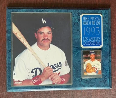 Mike Piazza 1993 Novato del Año Placa Los Angeles Dodgers ¡Hermosa Forma! Foto 1 de 4