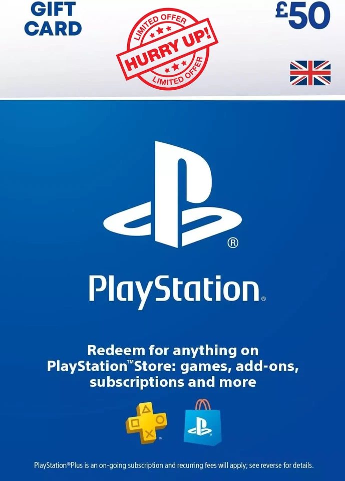 PSN £50 PlayStation Network Wallet Top-Up Key (UK - Rapid SAME DAY Delivery) - Image 1 of 1