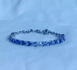 Echt Tansanit Tennis Armband 925 Sterling Silber Handarbeit Schmuck - Bild 1 von 12