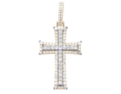 3 Row 1 7/10 CT Real Diamond Baguette Cross Pendant 1.8" 10K Yellow Gold - Image 1 of 4