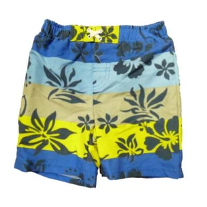 Baby Buns Infant & Toddler Boys Blue Striped Floral Swim Trunks Board Shorts 24m - Picture 1 of 1
