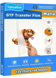 Película de transferencia Yamation DTF: 13x19 pulgadas 100 hojas premium mate de doble cara... - Imagen 1 de 6