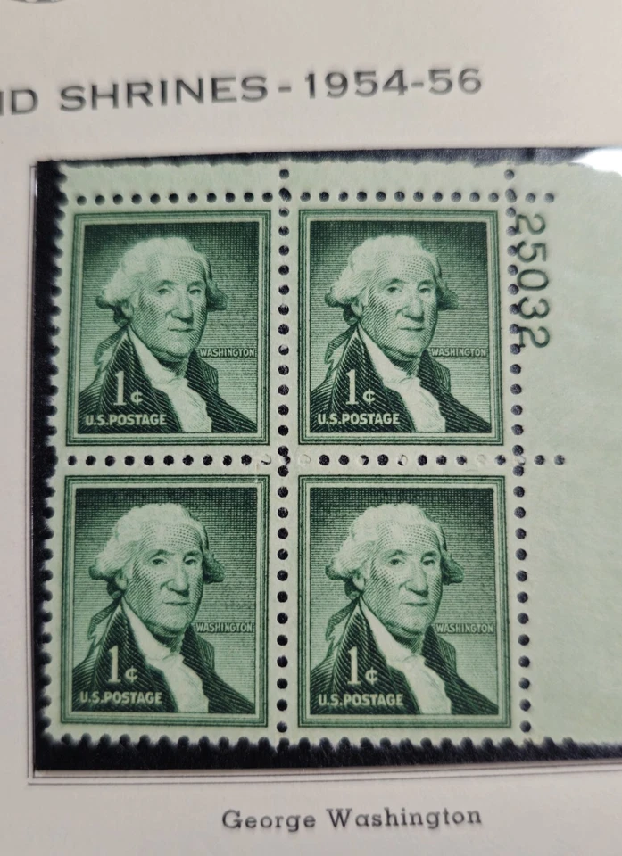 Uncirculated 1954 George Washington 1 ¢ Cent Stamp 4 Pack Unused  - Image 1 of 1