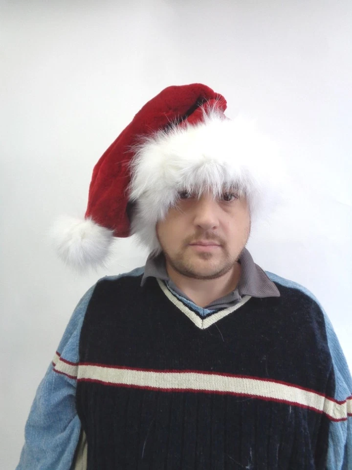 BRAND NEW RED SHEARED BEAVER & WHITE FOX FUR SANTA HAT MEN MAN SIZE ALL  - Image 1 of 1