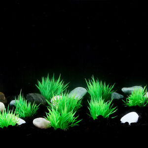 10× Artificial Plastic Green Water Grass Plants Aquarium Fish Tank Decor Set