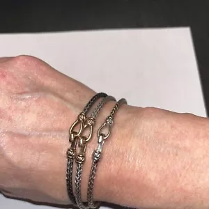 Sterling Silver Braided Bangle Bracelet Set Of 3 Oxidized And Plated - Picture 1 of 7