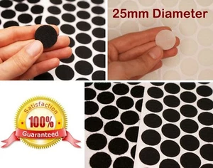 Black & White HOOK AND LOOP DOTS, self adhesive tape coins pads, 25mm diameter - Picture 1 of 12