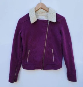 Giacca donna stile moto foderata in shearling viola Sound & Matter taglia small - Foto 1 di 5