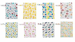 KAWAII BABY CLOTH DIAPERS WETBAG 2 ZIPPERED POCKETS 13.50" x 10.50" BOYS GIRLS  - Picture 1 of 9