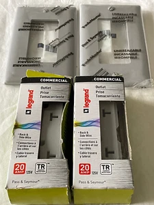 2 pk Pass Seymour Legrand Outlet Tamper Resistant 20A 125V Gray Decora w/ plates - Picture 1 of 8