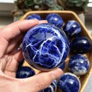 A+++ 50mm+ Natural Sodalite Carved Ball Quartz Crystal Sphere Gem Reiki gift 1pc - Bild 1 von 9
