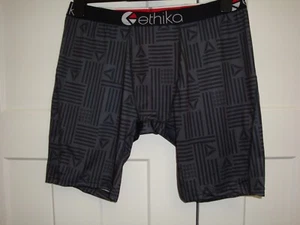 Boxer uomo Ethika grigio geometrico con cintura nera e rossa taglia XL NUOVO - Foto 1 di 2