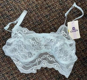 b.tempt'd Women's M Lace Kiss Full Coverage Unlined Bralette 910182 Blue NWT - Picture 1 of 3