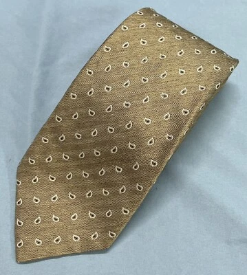 Corbata de cuello ALTEA beige/blanco PAISLEY PRINT 100 % seda HOMBRE hecha a mano Foto 1 de 3