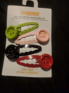 Juego de 4 pinzas para el cabello Gymboree Girls nuevas con etiquetas botones color - Imagen 1 de 1