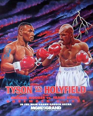 Original Vintage Mike Tyson vs. Evander Holyfield 1996 VIP Boxing Fight Poster Cover