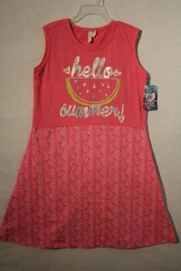 Girls Sleeveless Dress Large 10 - 12 A-Line Pink Summer Watermelon Party School - Picture 1 of 3