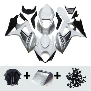 ABS Fairing Kit for 2007 2008 GSXR1000 Suzuki K7 07 08 Fairings Kit White Silver - Picture 1 of 10