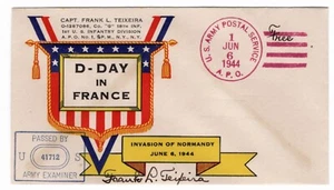 1944 Día D en Francia Invasión de Normandía - Teixeira Segunda Guerra Mundial Cachet Patriótico - Imagen 1 de 2