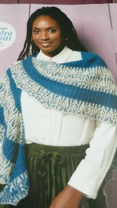 Knitting Pattern For Stunning Shawl in  2 Colours Of  4ply- Size  60 x 38ins - Picture 1 of 2