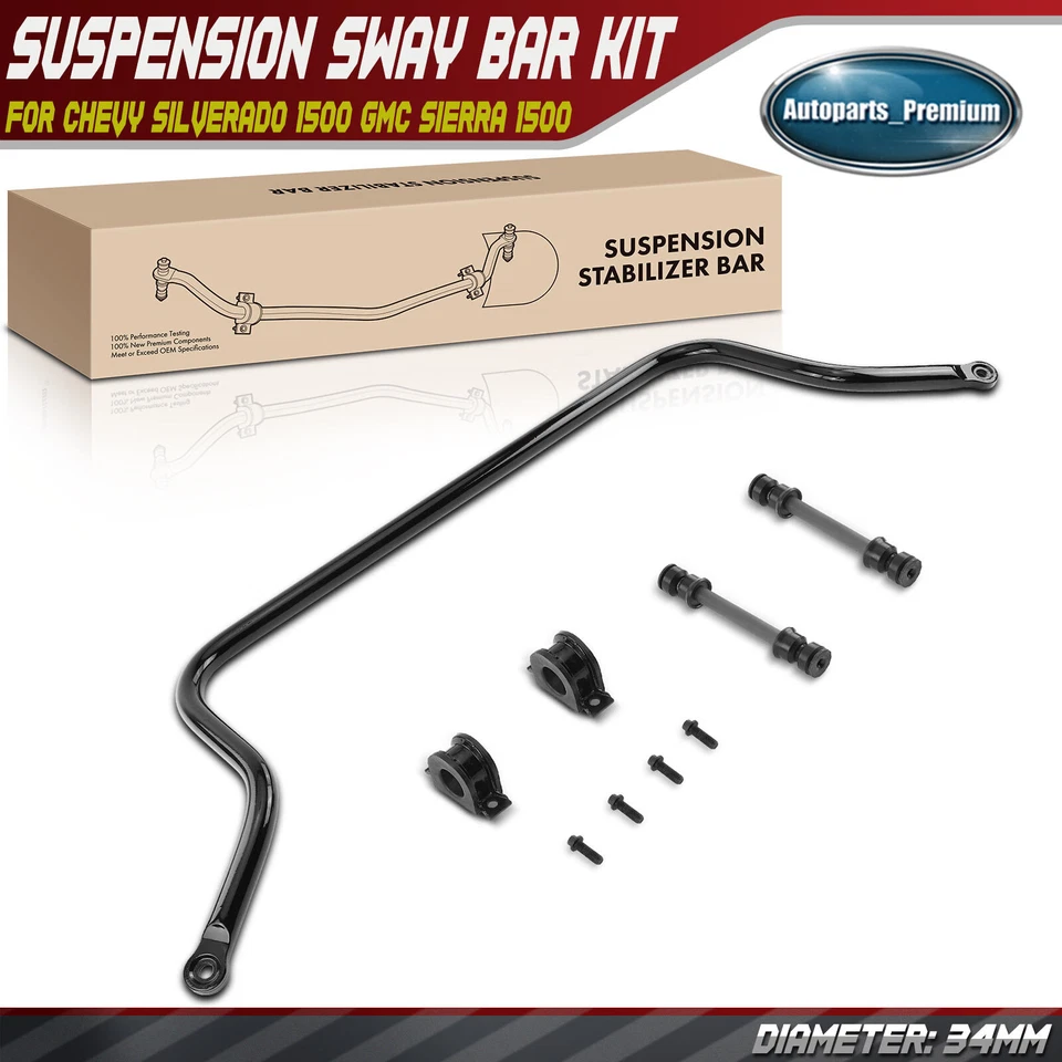 Barra estabilizadora de suspensión delantera con kit de buje para Chevrolet Silverado 1500 GMC Sierra Foto 1 de 4
