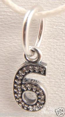 Nummer 6 Sechs Authentisch Pandora Sterlingsilber/Cz Anhänger Dangle-Charm Neu - Bild 1 von 3