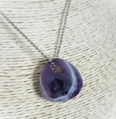 da49€ COLLANA ARGENTO 925 DONNA PENDENTE CIONDOLO PIETRA GOCCIA AMETISTA VIOLA - Immagine 1 di 2