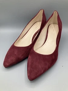 Cole Haan Juliana Kitten Heel Pump Zinfandel Suede Burgundy Size 8.5 - Picture 1 of 4