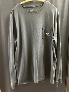 Preowned Men's LS Vineyard Vines logo shirt L Dark Blue left front pocket Naples - Picture 1 of 12