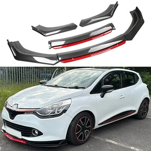 For Renault Clio Hatch Carbon Fiber Front Bumper Lip Splitter Spoiler Body Kit - Picture 1 of 12