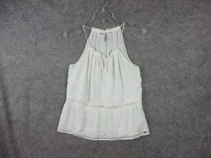 Guess Tank Top Womens Extra Small White Tie Front Eyelet Lined chiffon Fairycore - Picture 1 of 17