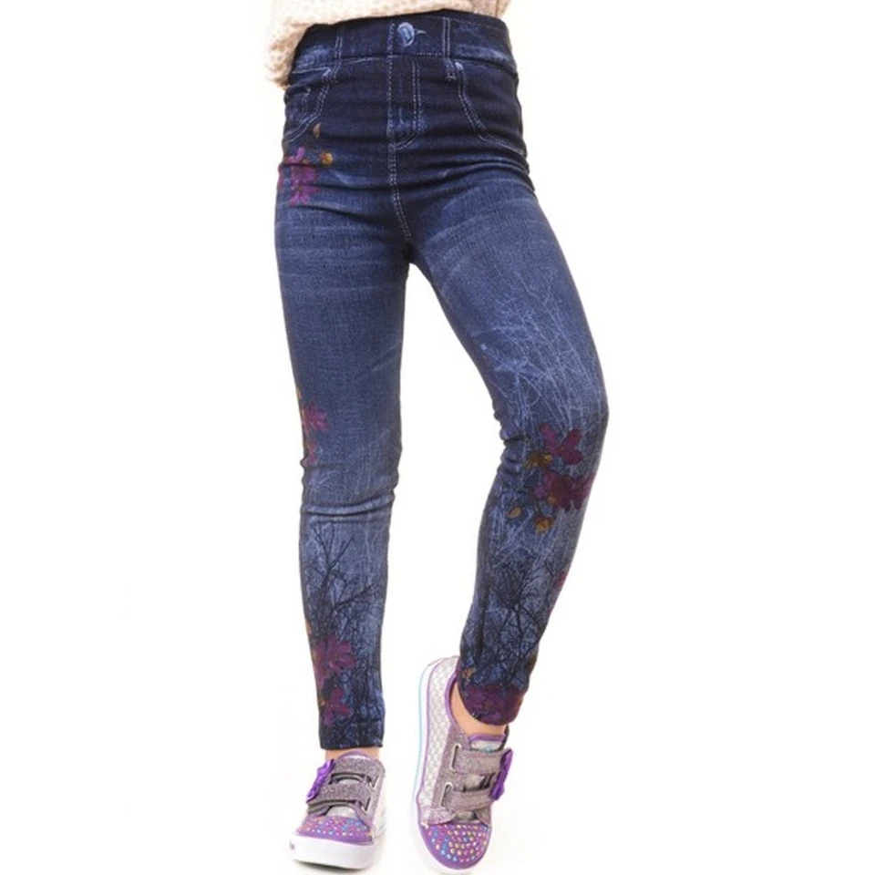 1 Niñas Jeggings Diseño Estampado Informal Leggings Elásticos Jeans Pantalones Lápiz Niños Foto 1 de 1