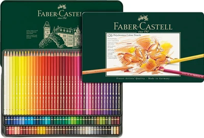 Faber-Castell Polychromos 艺术家彩色铅笔 - 120 色锡 - 高级 Q — 第 1/4 张图片