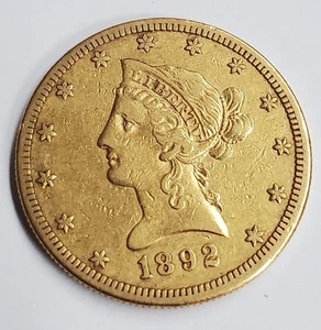 1892-S Liberty Head Eagle Gold Coin $10 Ten Dollar XF - Picture 1 of 4