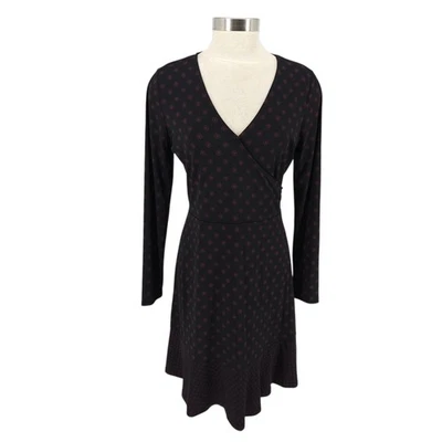 Vestido Michael Kors Fit Acampanado Negro Floral Lunares Manga Larga Cuello en V Mediano Foto 1 de 4