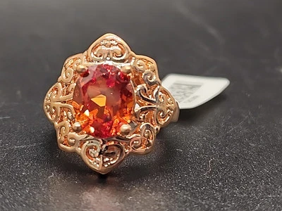 Anillo Timna Orange Lab Creado Zafiro en Cobre Talla 7 JTV COP688 Foto 1 de 4
