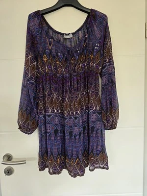 EINZELSTÜCK - Strand Chiffontunika / Morgenmantel - blau lila | Größe: Oversize  - Bild 1 von 4