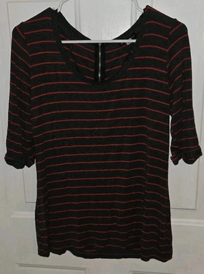 Blusa de mujer Willi Smith a rayas, grande, roja y negra Foto 1 de 3