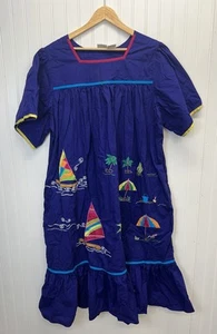 Vintage Blair Mumu Sommer Strand bestickt Flatterärmel Kleid Gr. 2XL - Bild 1 von 6