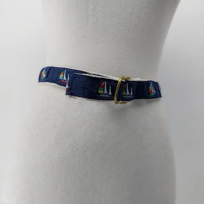 Винтажный холщовый пояс Cape Cod для парусной лодки темно-синий тканый двойной D для ребенка мальчика - Изображение 1 из 4