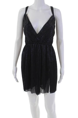 Vestido Bec & Bridge para mujer sin mangas línea A azul medianoche metálico talla pequeña Foto 1 de 4