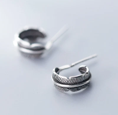 Mujeres Un Par Retro Tibetano Plata Puño Pendientes Banda Ancha Hoja Regalo C6 Foto 1 de 4