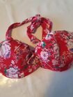 Pour Moi Santa Monica Padded Halter Underwired Bikini Top Red Floral Size 34D