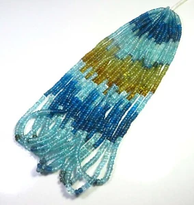 Top Grade Multi Apatite Natural Gems Smooth Rondelle Beads 4mm 16"Strand LC-1824 - Picture 1 of 13