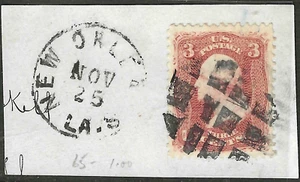 Sc #65 NEW ORLEANS LA Fancy Cancel 3 Cent Washington 1861 Civil War US 60F53 - Picture 1 of 2