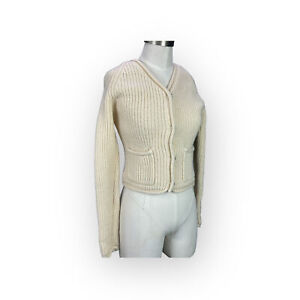 Patagonia Natural Snap Button Cropped Organic Wool Womens Cardigan Sweater XS