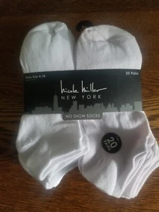 Nicole Miller No Show Socks, Shoe Size 4-10, Pack of 20 - Picture 1 of 3