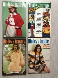 4x MODES & TRAVAUX + PATRONS POUPEES + ROBES BRODERIE Patterns Dolls (1974-1977) - Picture 1 of 7