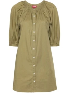 NWT STAUD XL Vincent Stretch Cotton Poplin Khaki Long Tunic Minidress - Picture 1 of 11